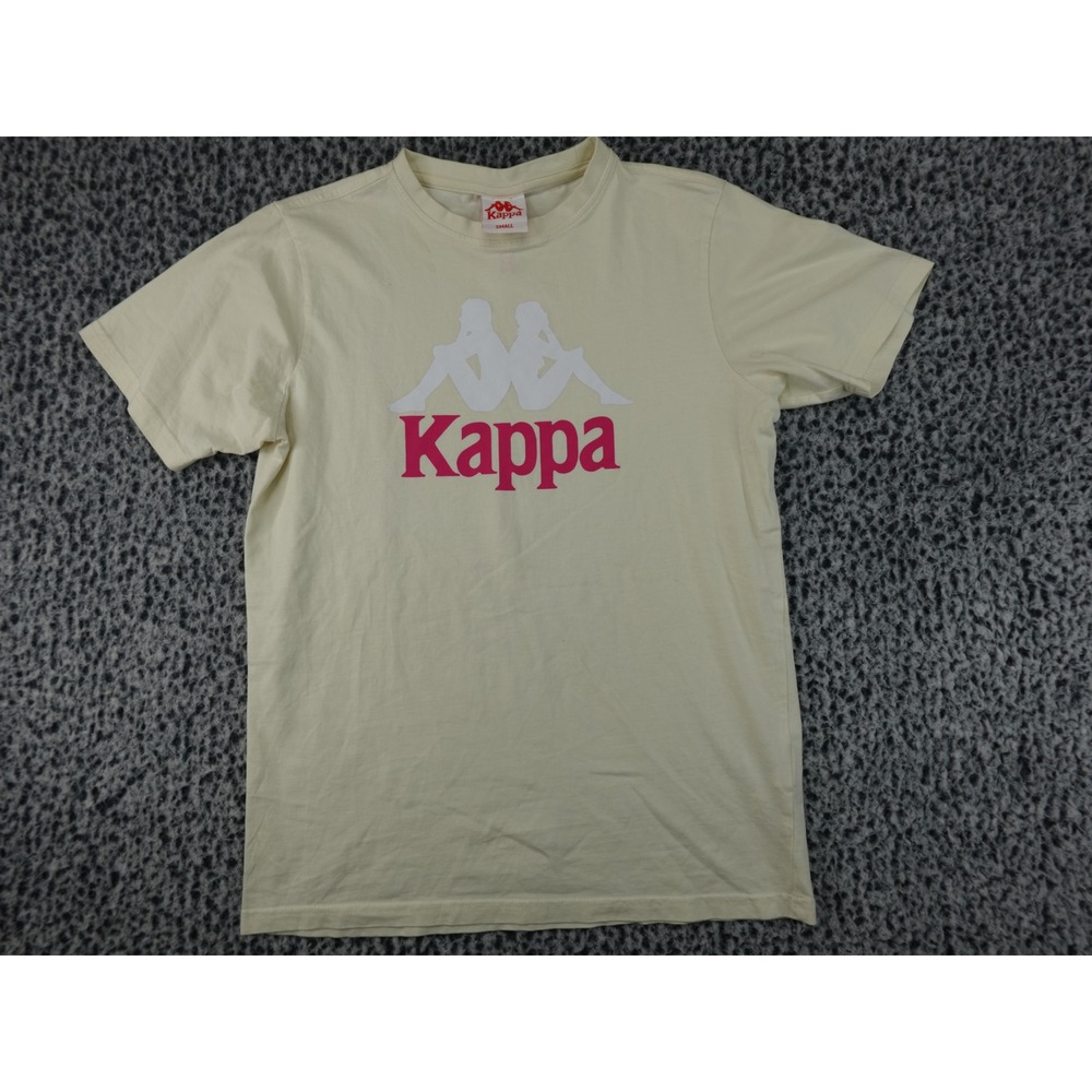 Kappa Graphic Logo T-Shirt‎ Mens Small Cream Short Sleeve Cotton Omini Tee